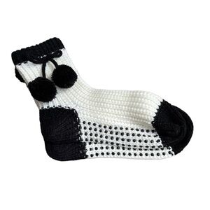 Boho Hippie Chic Boutique Cable Knit Slip Proof Pom Pom Boho Socks NWOT